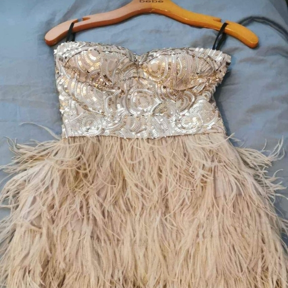 BEBE Sequin Feather Dress - Picture 2 of 2